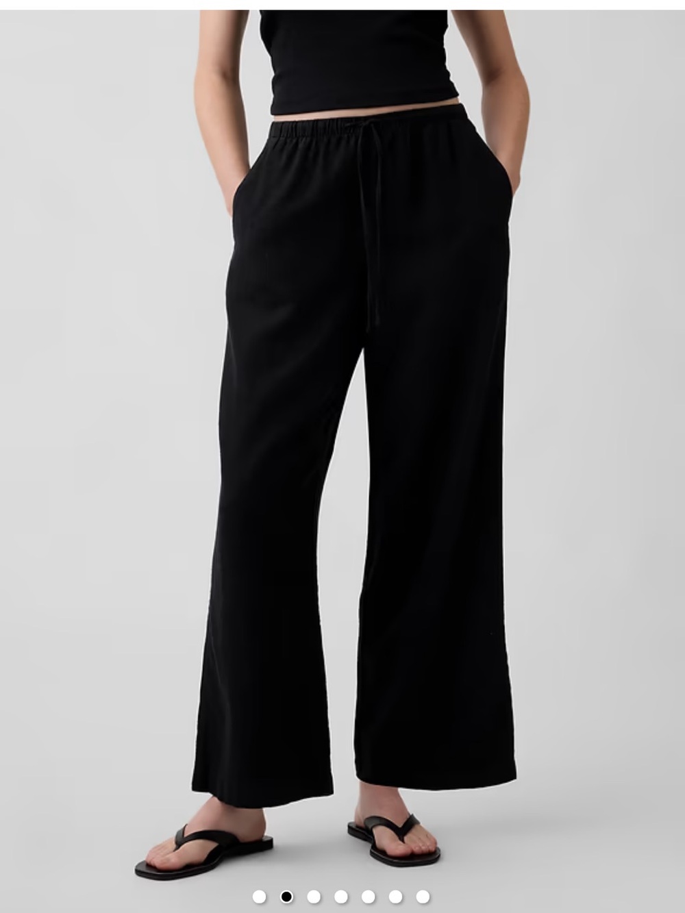 Gap Wide-Leg Black Linen Pants with Drawstring